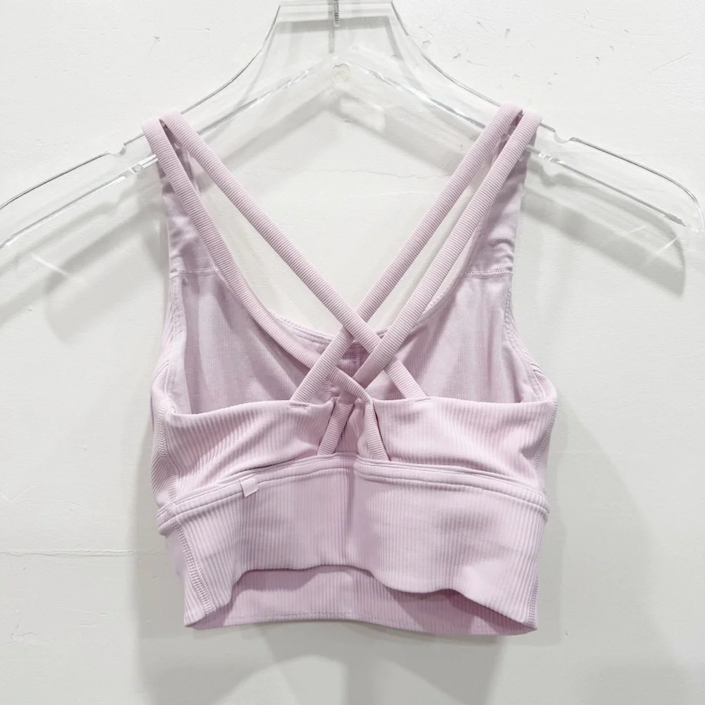 Lululemon Ribbed Energy Bra Long Line Medium Support B-D Cup Lavender Size 4